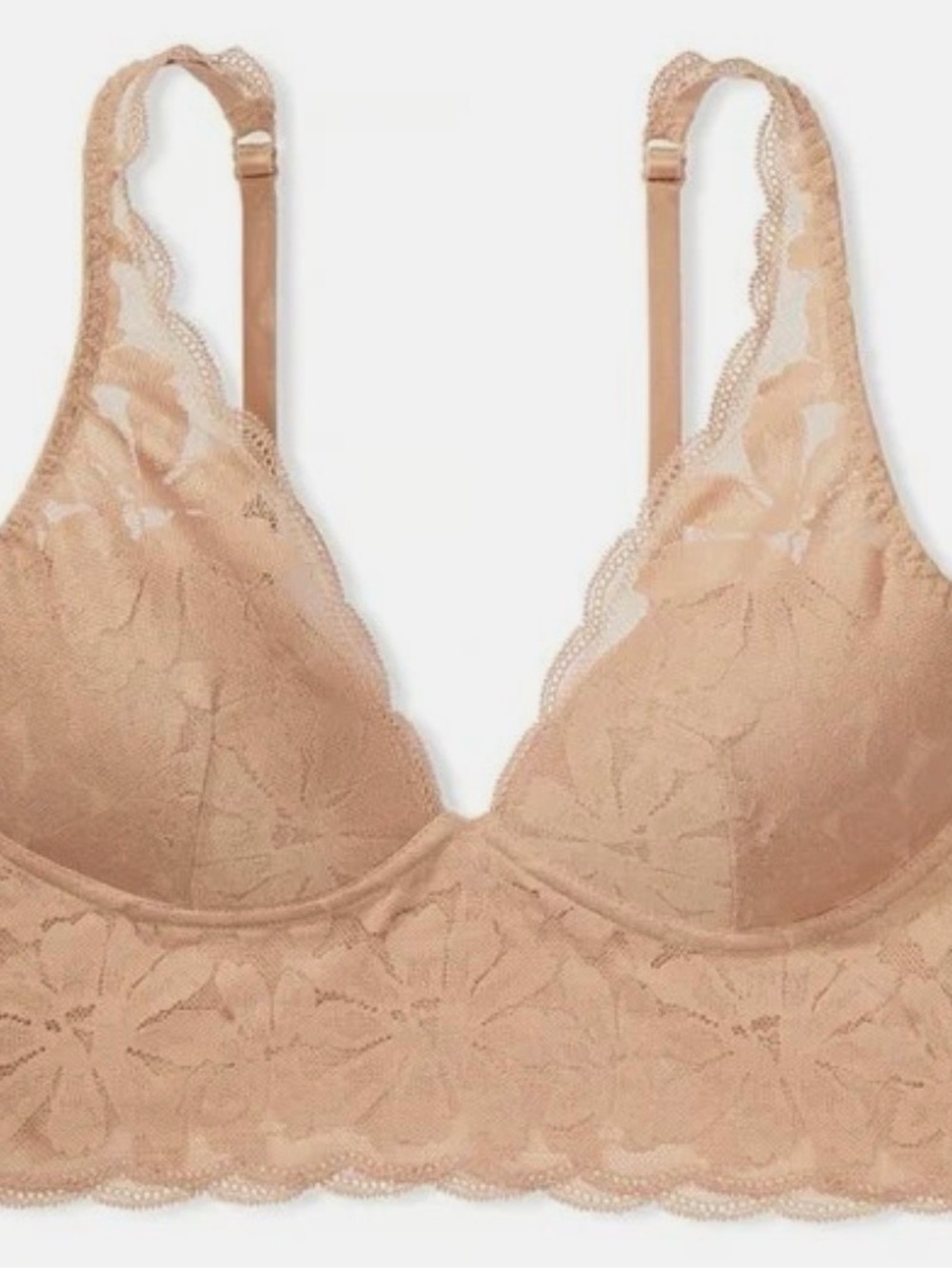 Two PINK Victoria's Secret Lace Bralette in Beige and black.